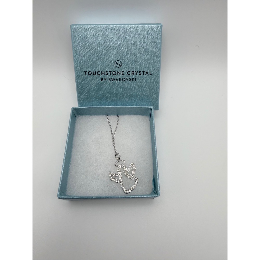Touchstone Crystal by Swarovski Angelic Angel Necklace Silver